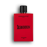 Red perfume bottle labeled 'Firebound' by Uppernotes - PERFUME SHAKE, hibiscus flower sweet notes unisex hot selling long laster perfume in UAE